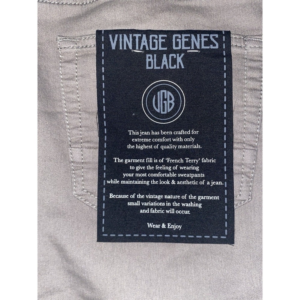 VGB Vintage Genes Black Men's Slim Fit French Terry Gray Jeans 28 X 30 - NWT - Picture 10 of 11